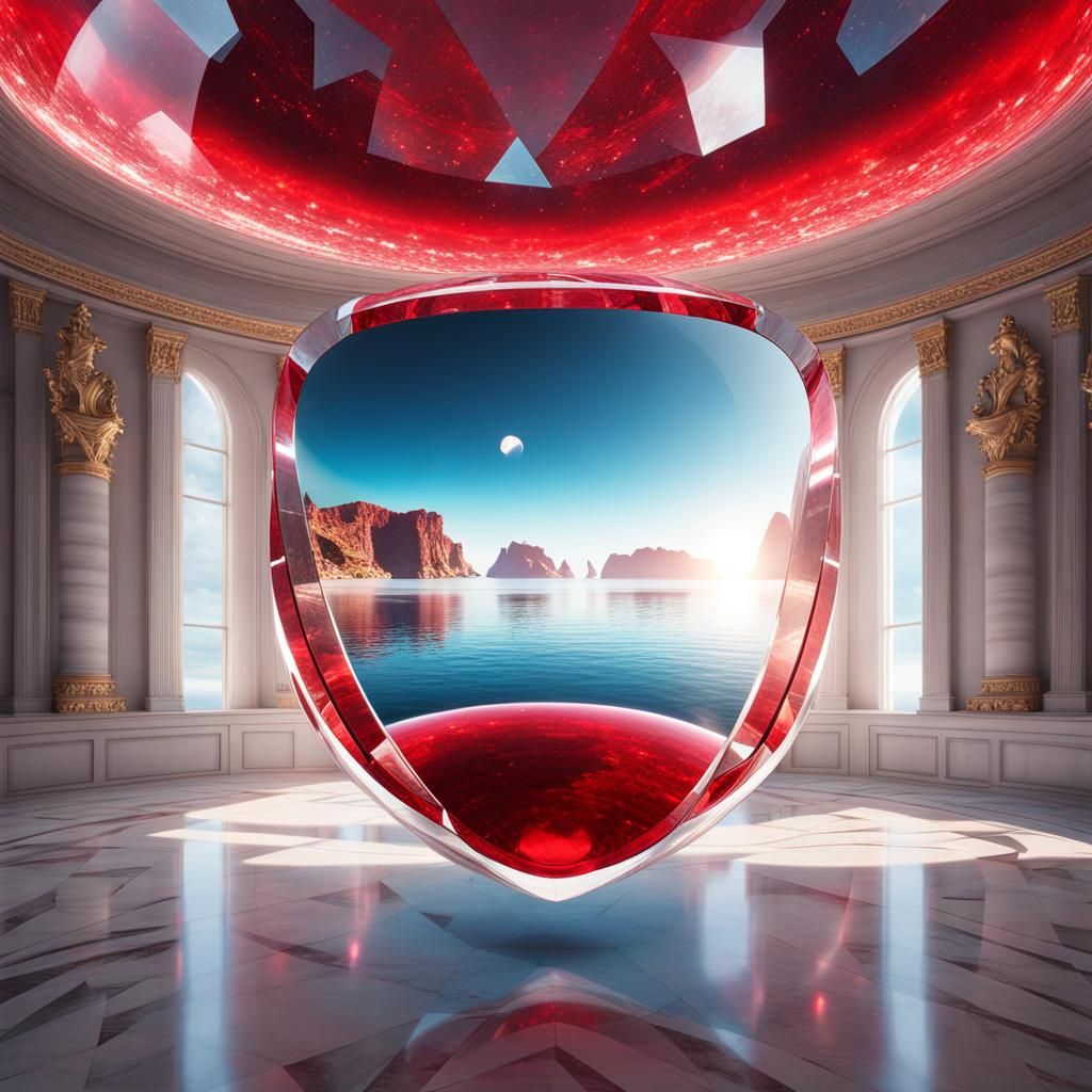 : Mystical Ethereal Beryl Red reflective ruby crystal Mirror...