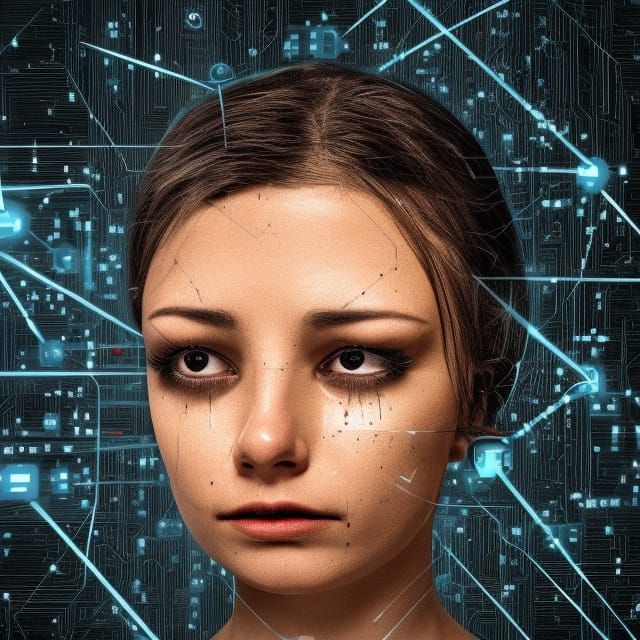 artificial intelligence crying in a large vault