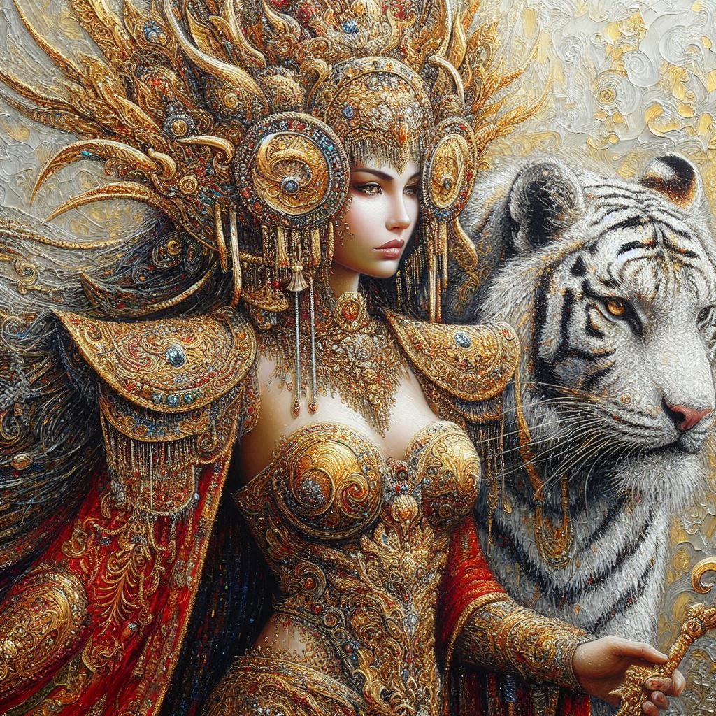 Warrior woman and Tiger