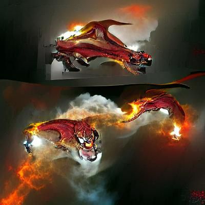 fire cougar dragon fantasy concept art