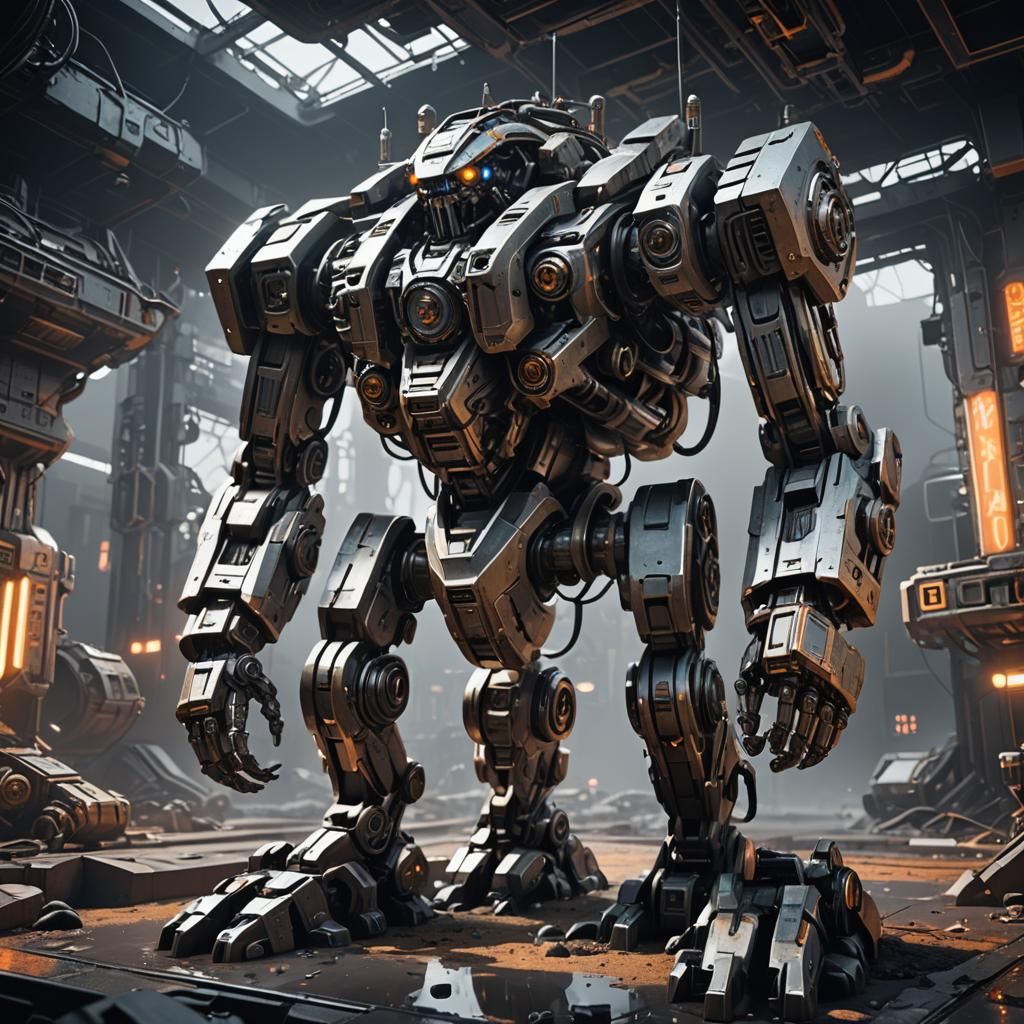 Bad communication intricate mech details, ground level shot,...