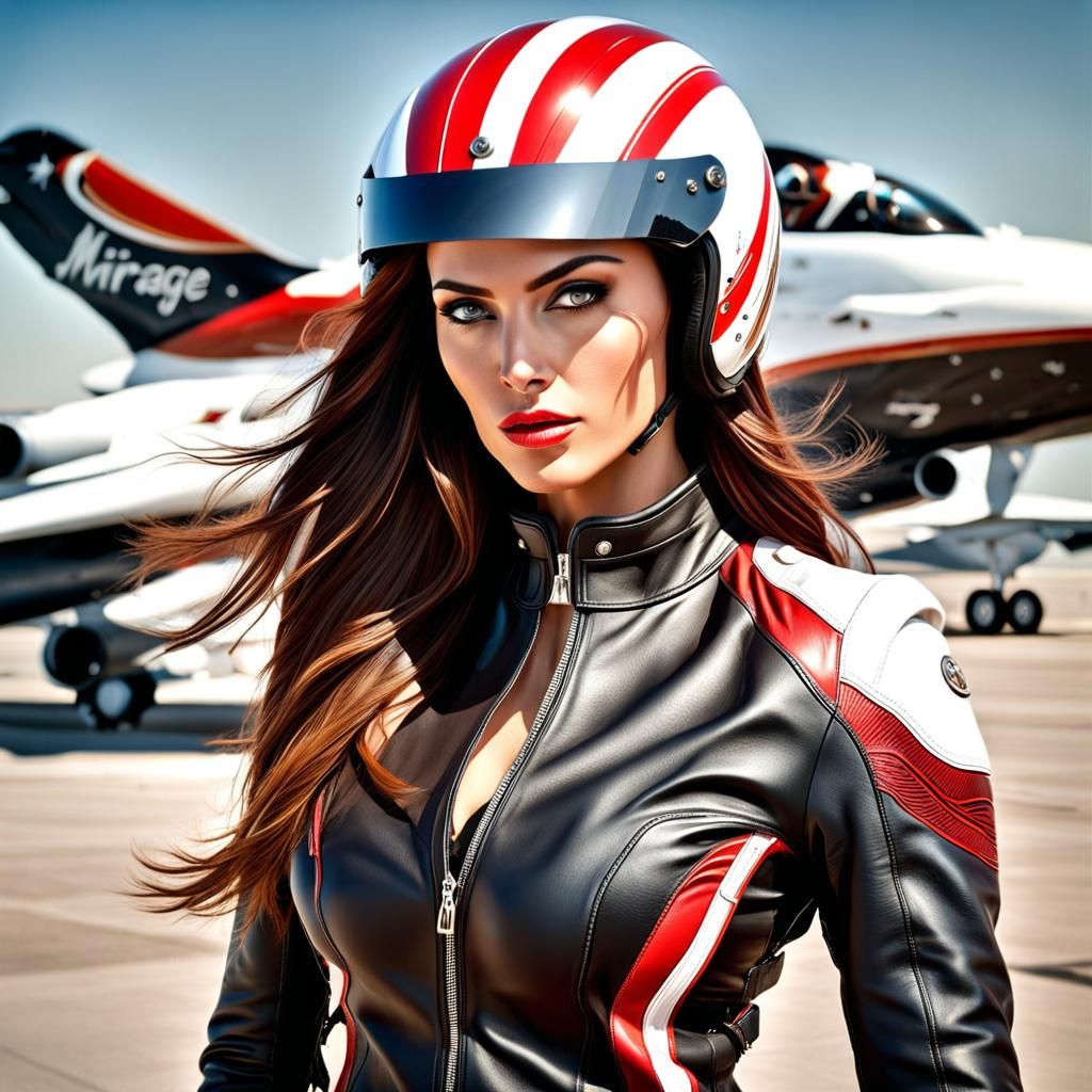A mid shot of extremely beautiful delicate woman in leather ...
