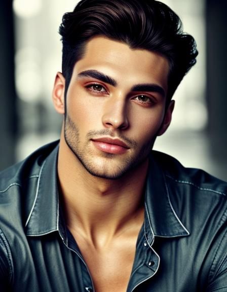 Gorgeous young man, glowing skin, sparkling eyes, deep dark eyes, - AI ...