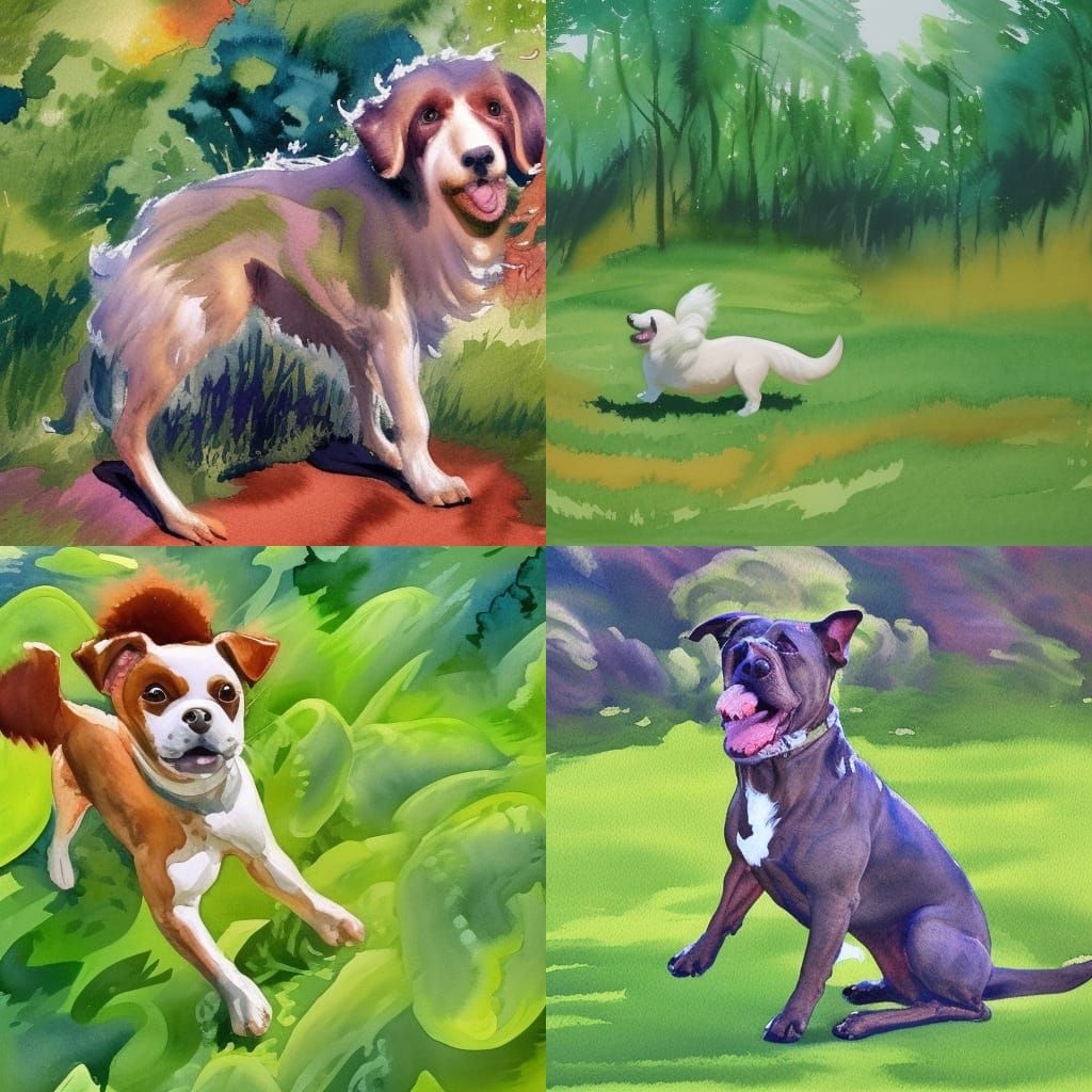 dog playing in the greens