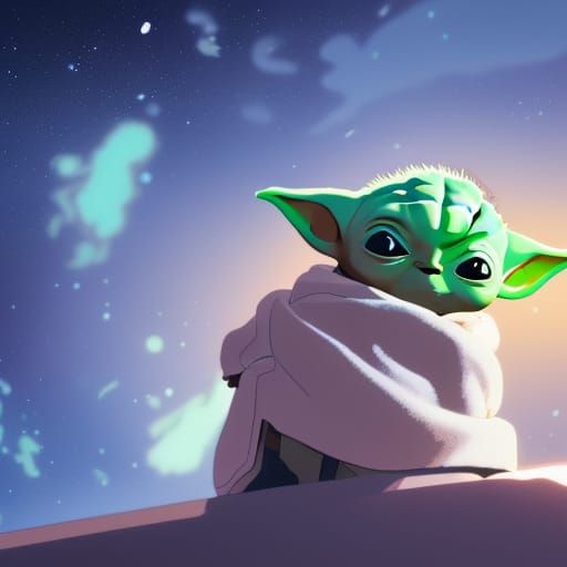 baby yoda in space