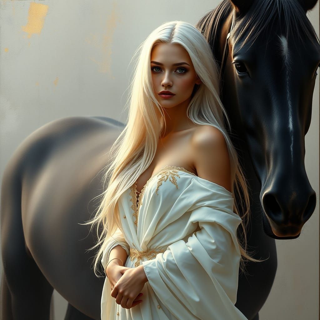 Ethereal Woman Amidst Golden Glow