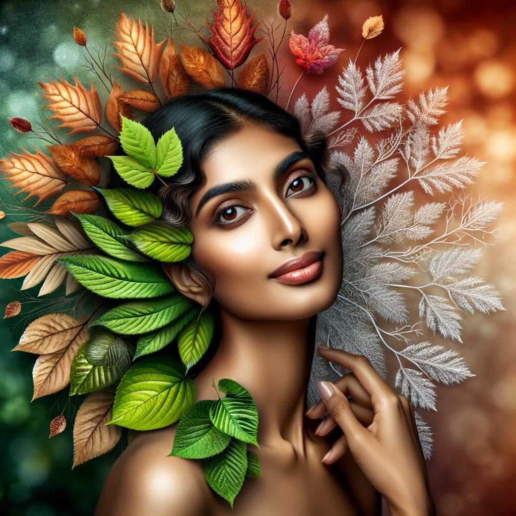 A mesmerizing painting of a woman portrait whose face is sur...