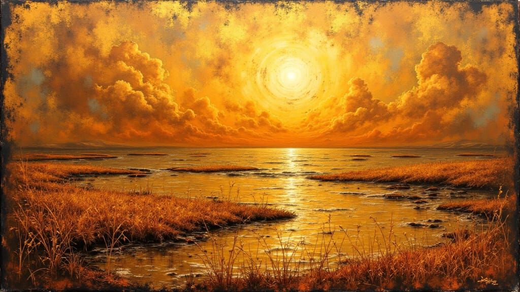 Golden Ruins in Ancient Amber