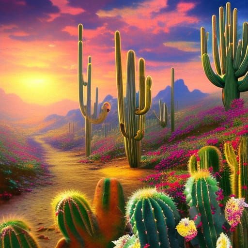 Cactus in the Sonoran Desert - AI Generated Artwork - NightCafe Creator