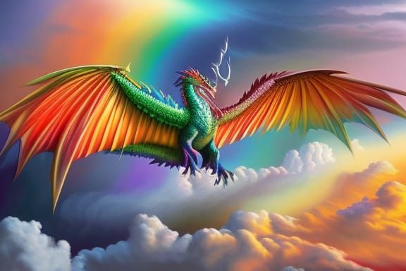 Rainbow dragon - AI Generated Artwork - NightCafe Creator