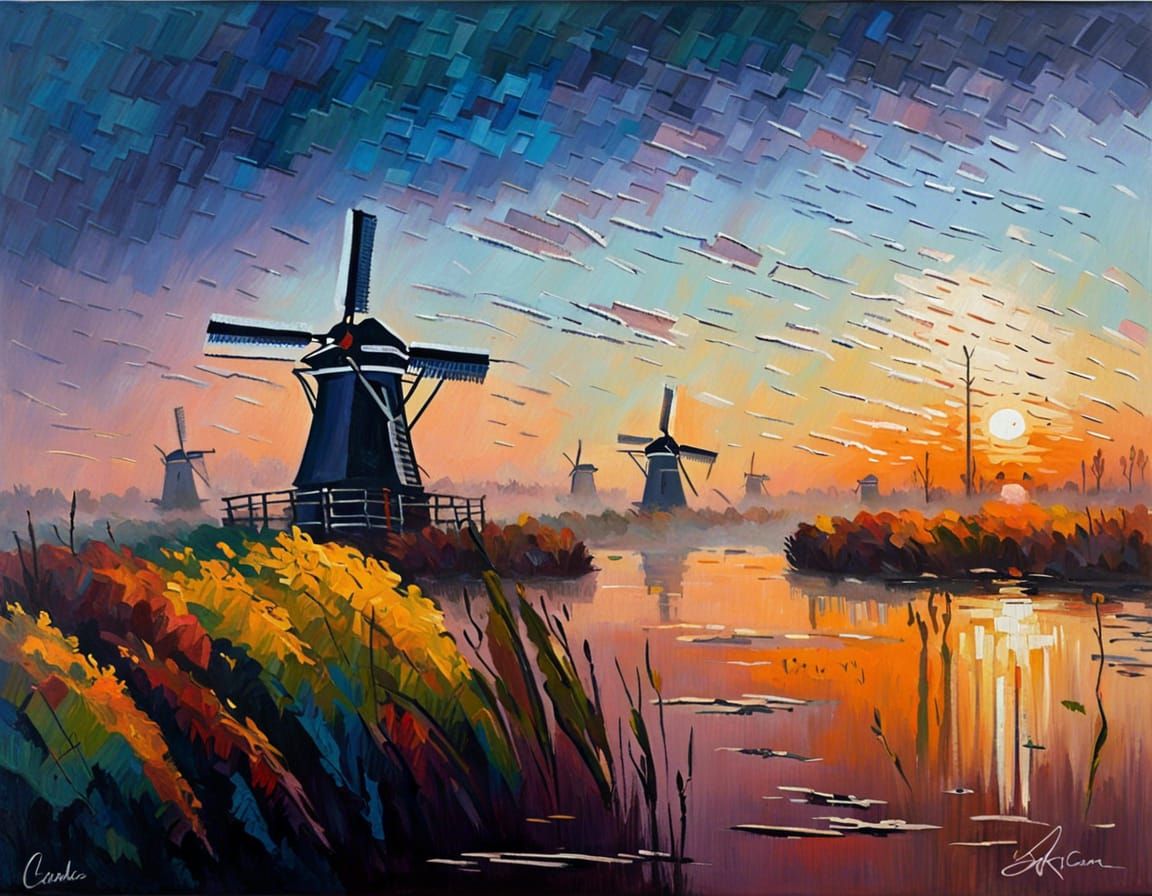 Impressionist style Dutch early morning sunrise  by @Fokje