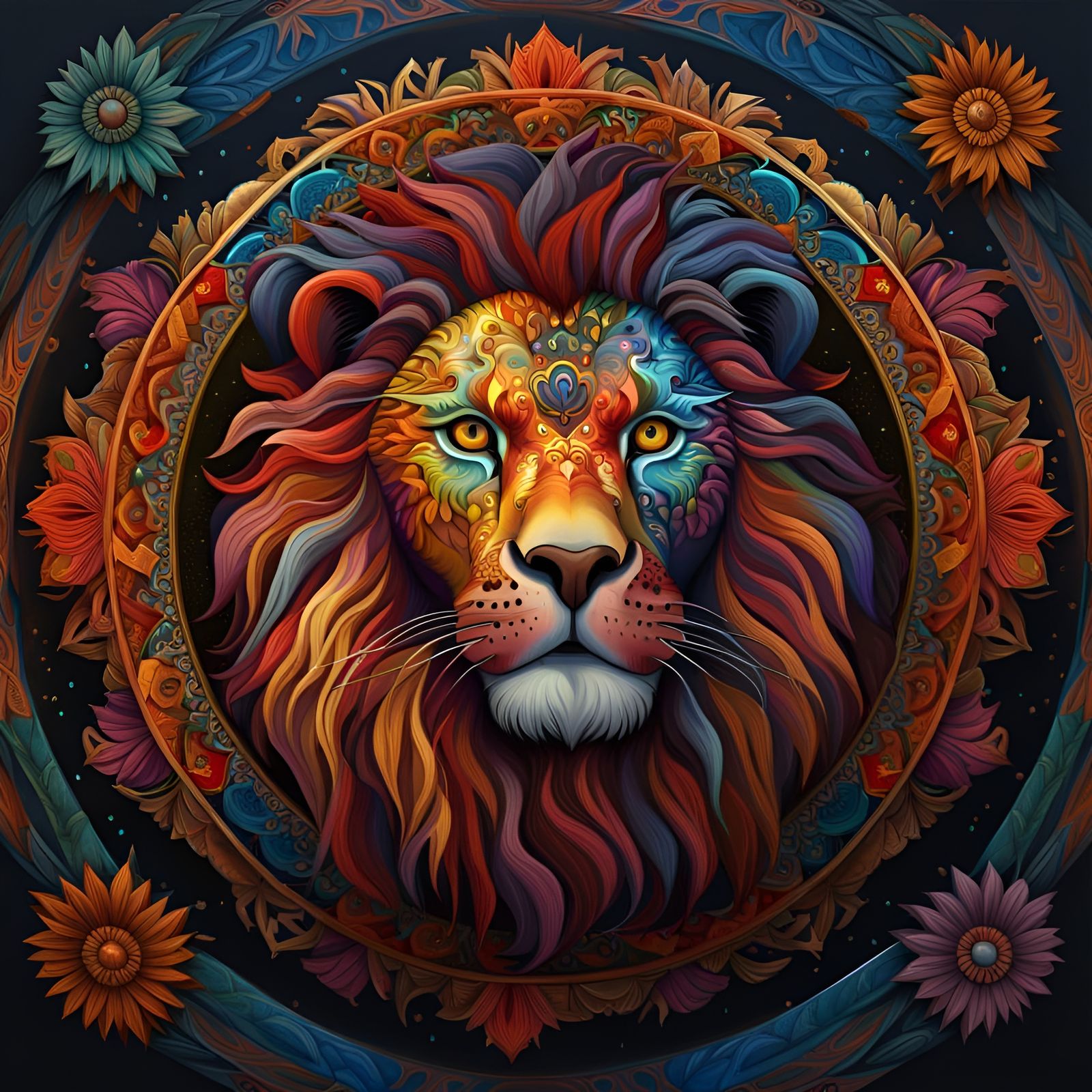 Colorful Lion Mandala