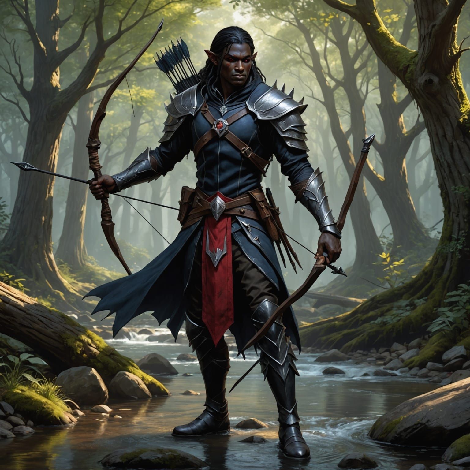 Fullbody Portrait of a male drow elf from Dungeons and Dragons, black ...