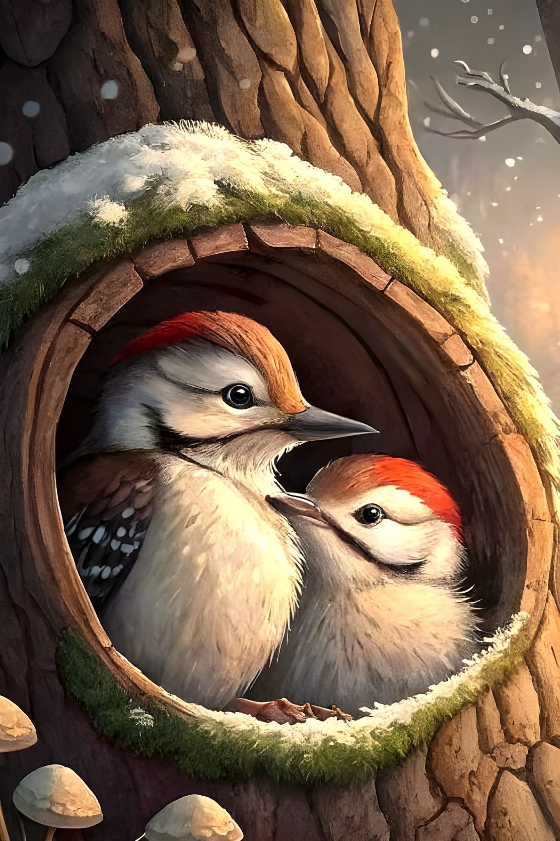 Woodpeckers Keep Warm  by @Melanie Rhoades 