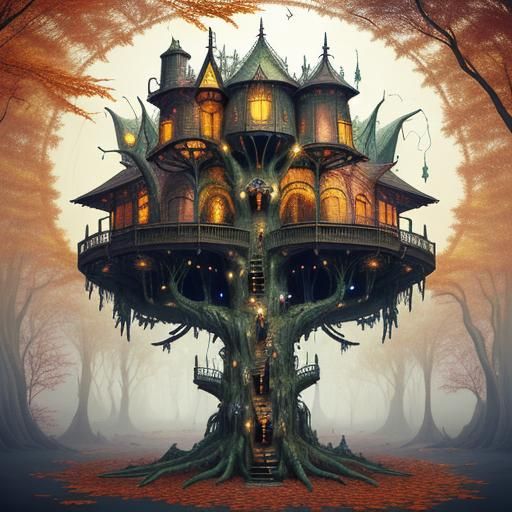 Outstanding treehouse 4 - AI Generated Artwork - NightCafe Creator