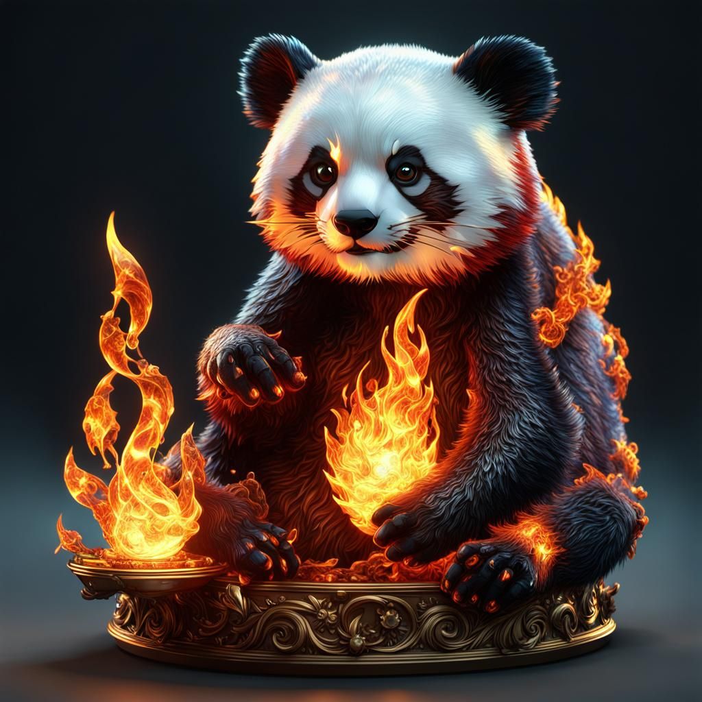 Flaming Crystal Panda - AI Generated Artwork - NightCafe Creator