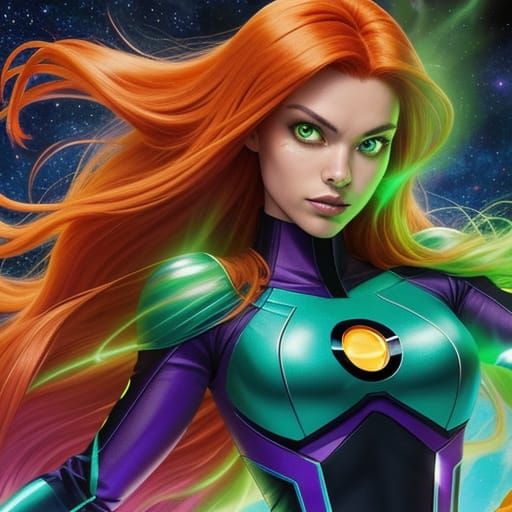 Starfire Flying: Teen Titans Comic Book Art