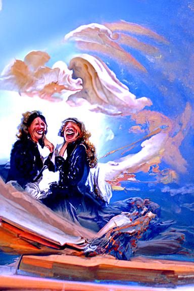 Two ladies laughing with each other