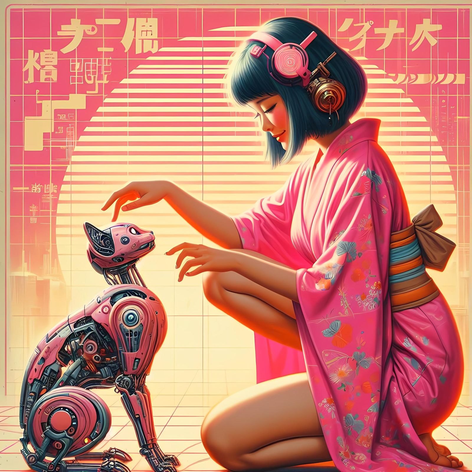Japanese Pink Cyborg Cat Fantasy 😼✨ 🩷 v4