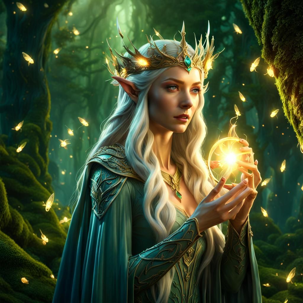 Elf Queen Galadriel, casting a healing spell - AI Generated Artwork ...