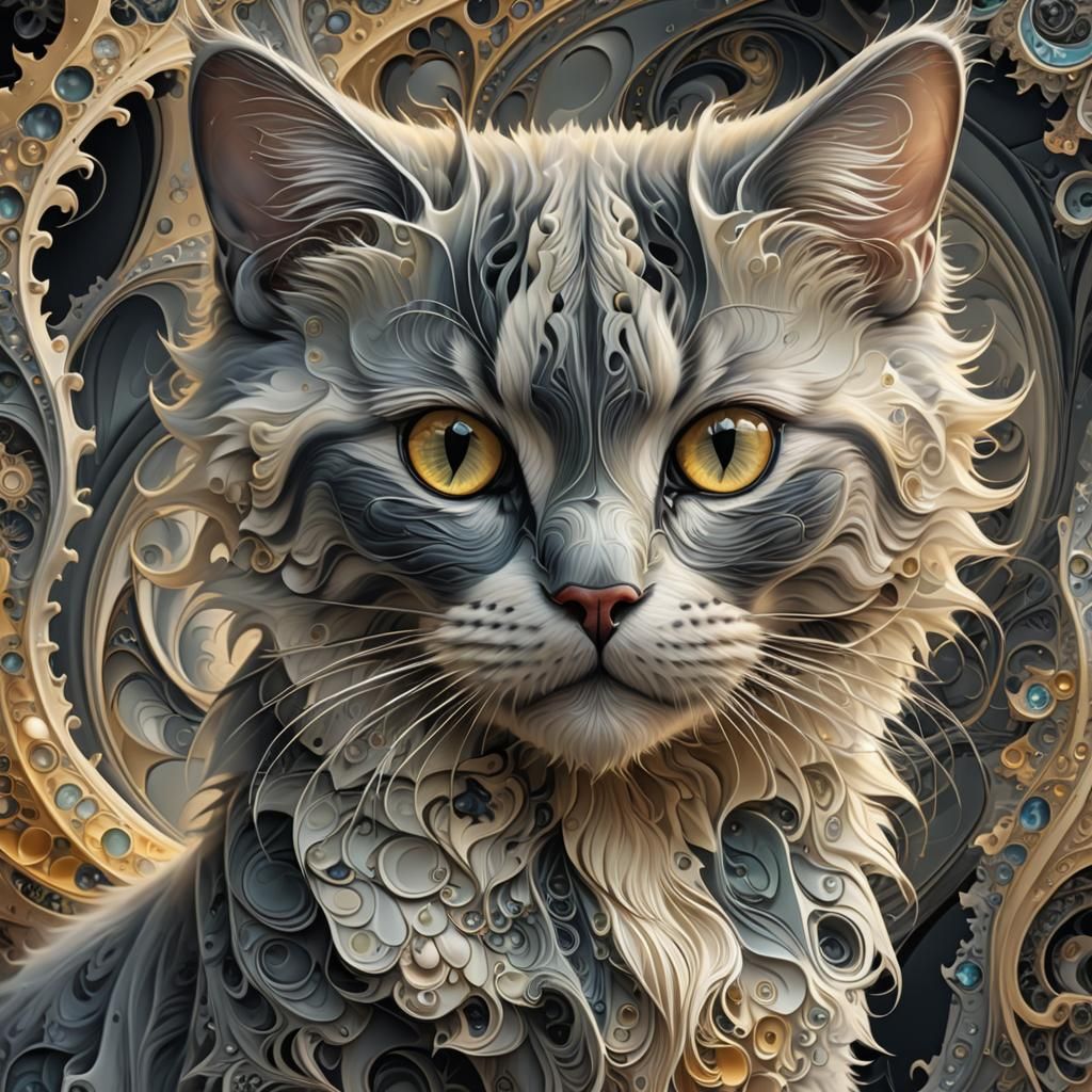 gorgeous subtly colored fractal kitty