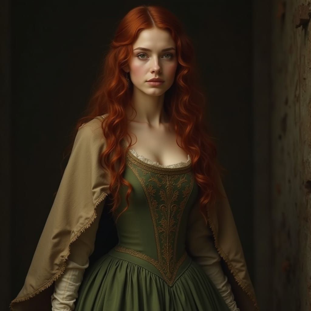 Ethereal Medieval Noblewoman in Rich Colors
