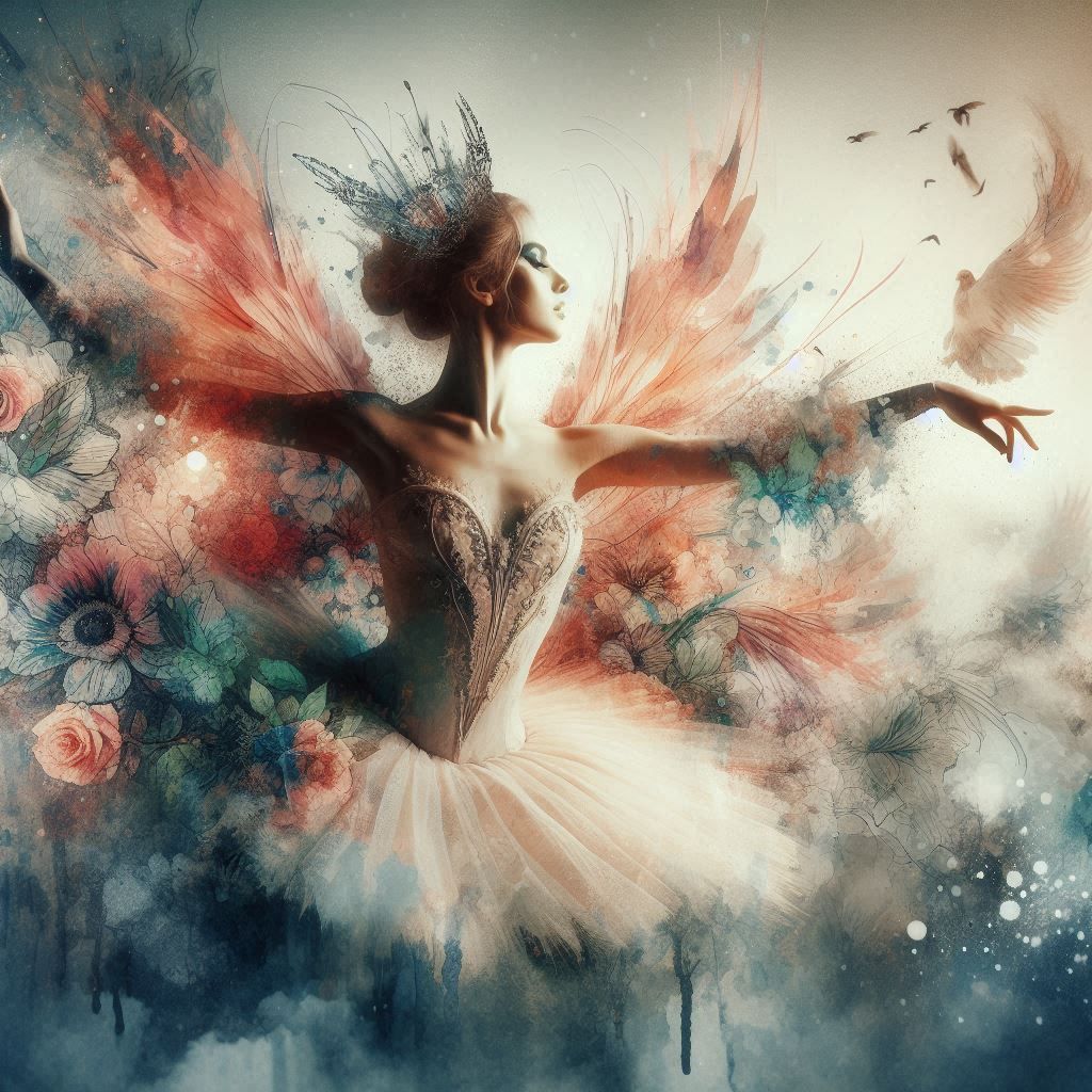 double exposure beautiful fantasy DALL-E 3 portrait landscape..