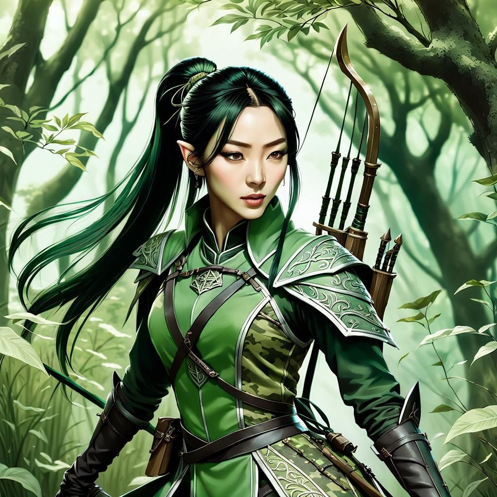 Chinese Elven Ranger  by @Lorendiac H
