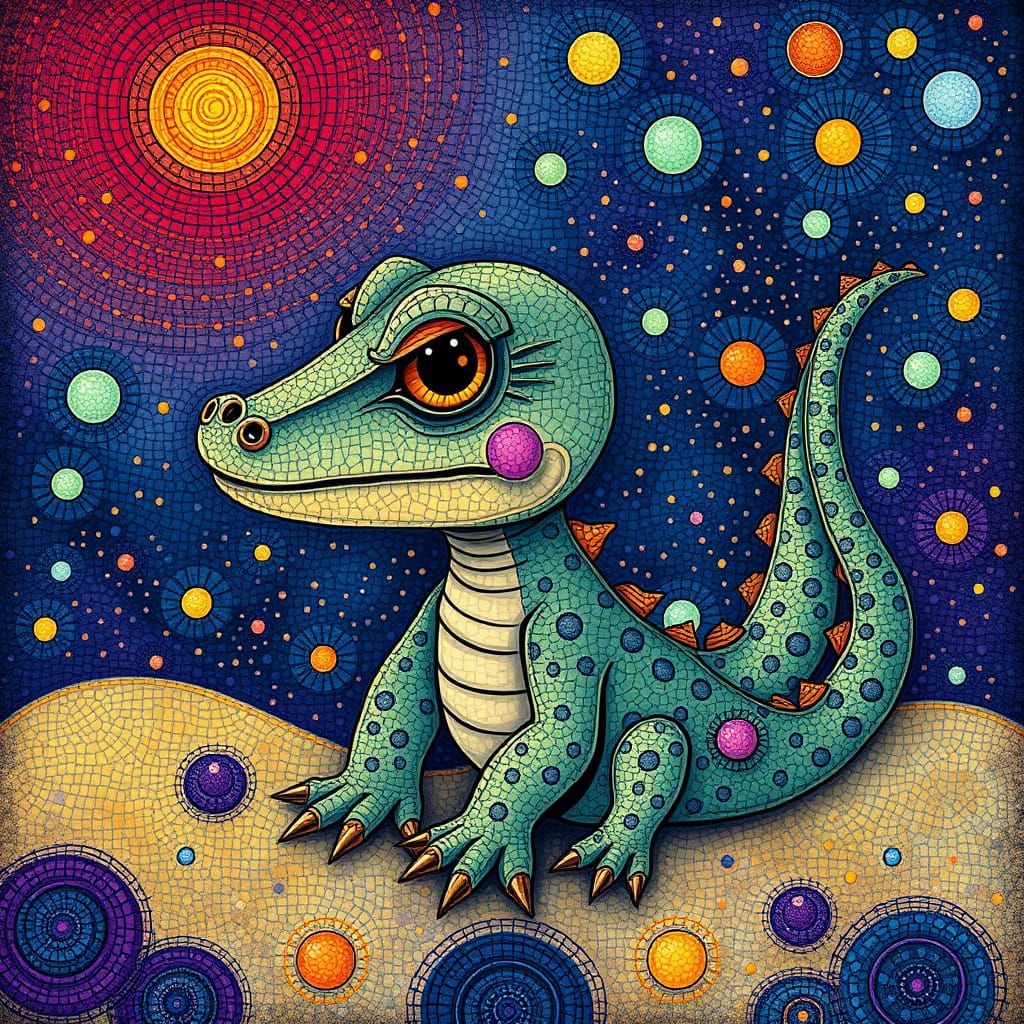 Whimsical Surreal Topherdile in Triadic Colors - Textured Po...