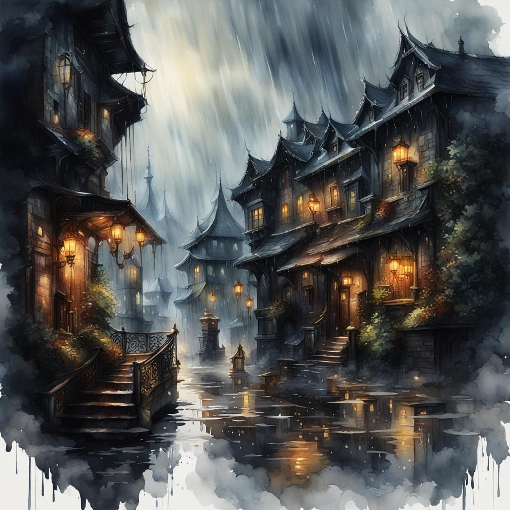 Dark town  by @Gwin-the-Elf