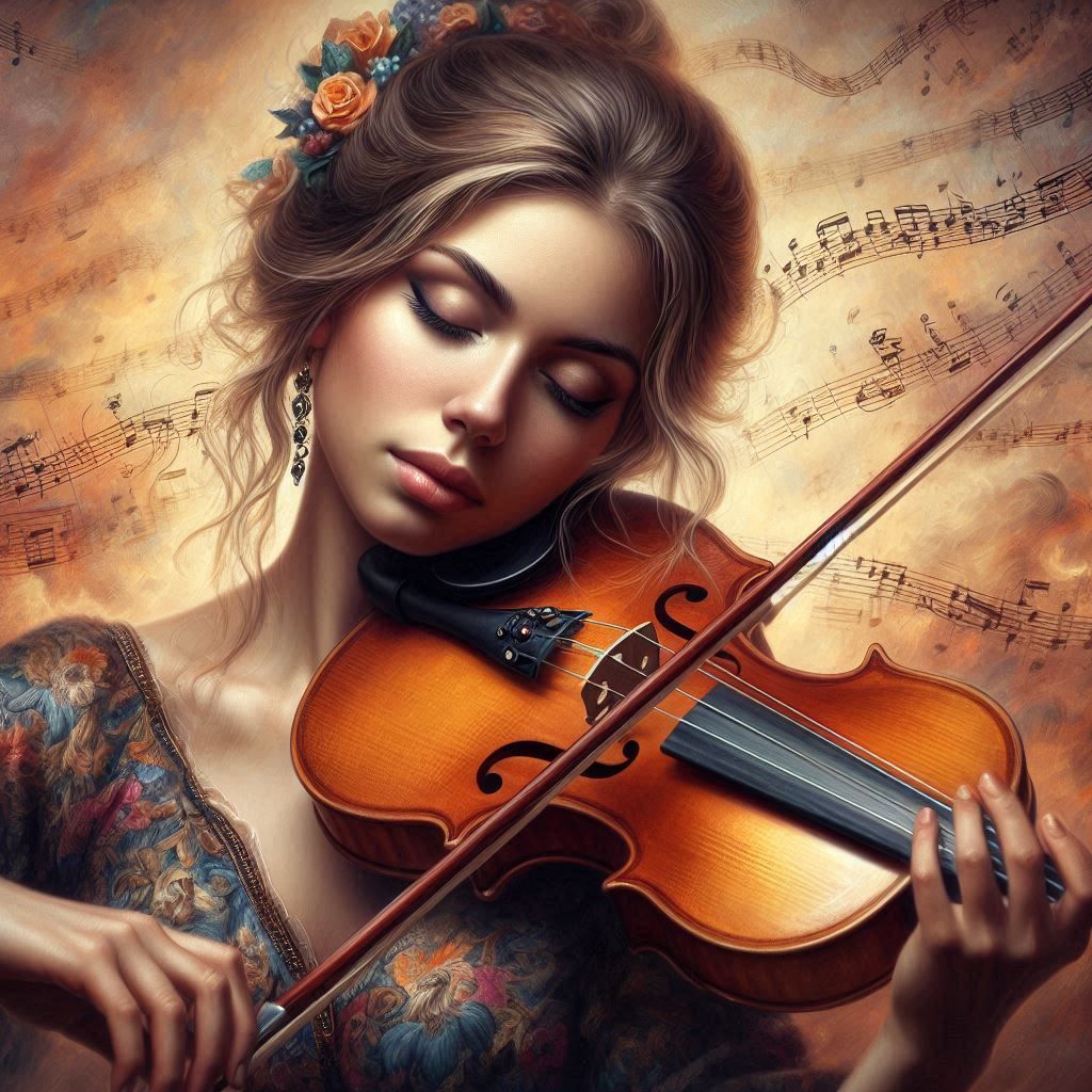 young woman playing the violin.