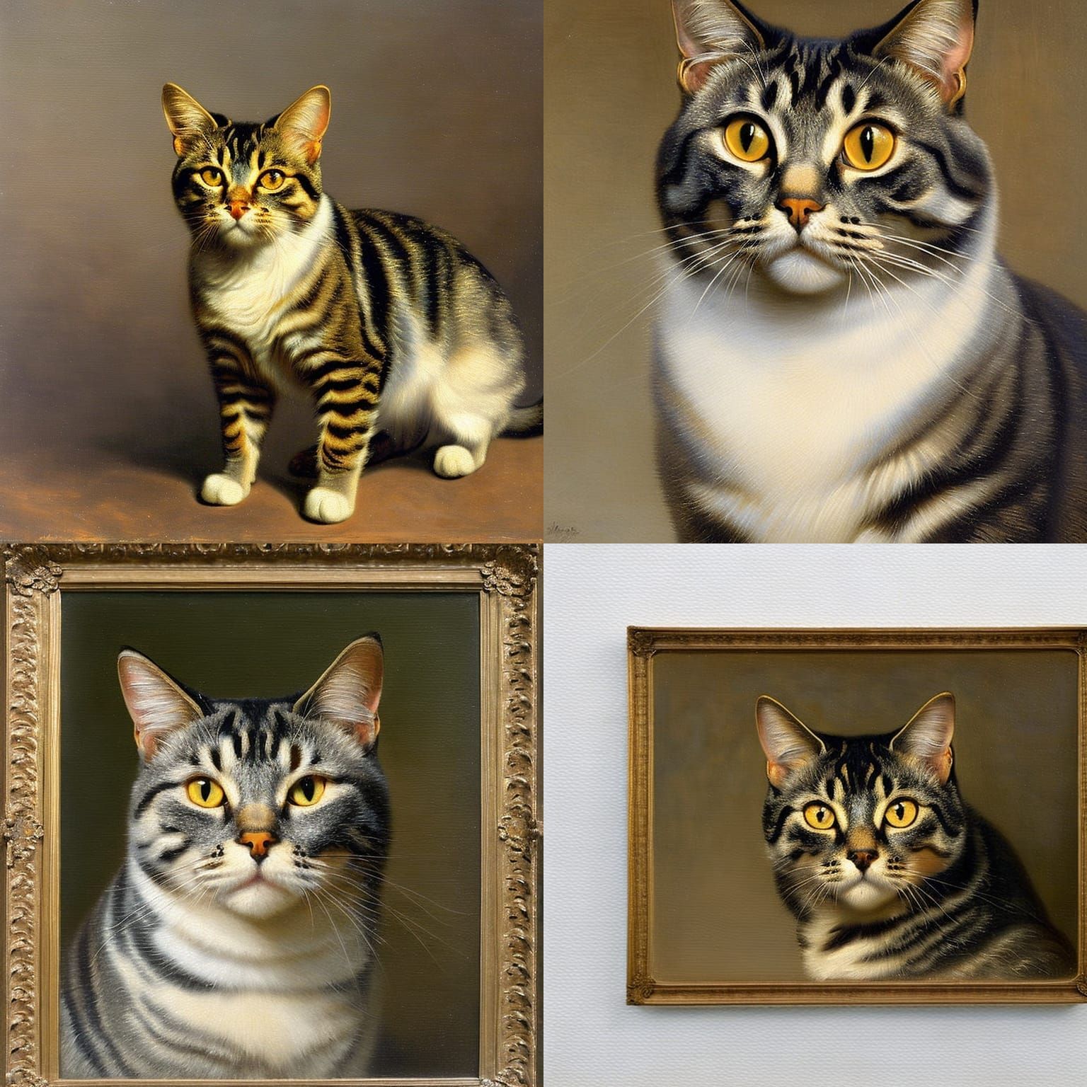 glamor portrait of a grey tabby calico cat by Rosa Bonheur