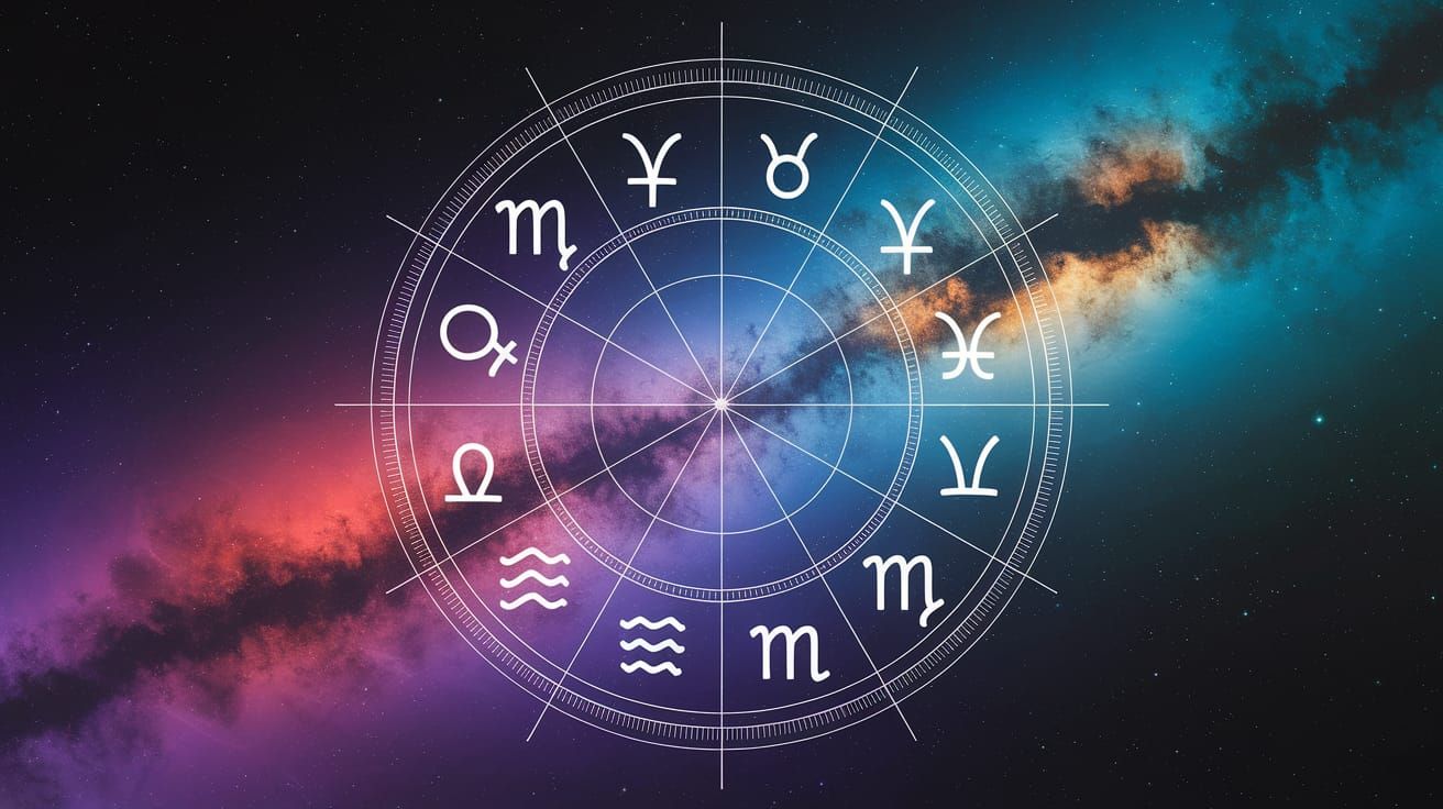 Cosmic Zodiac Wheel in Vibrant Cosmic Colors