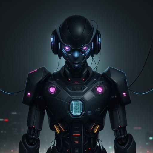 Futuristic Robot in Digital Glitch Art Style