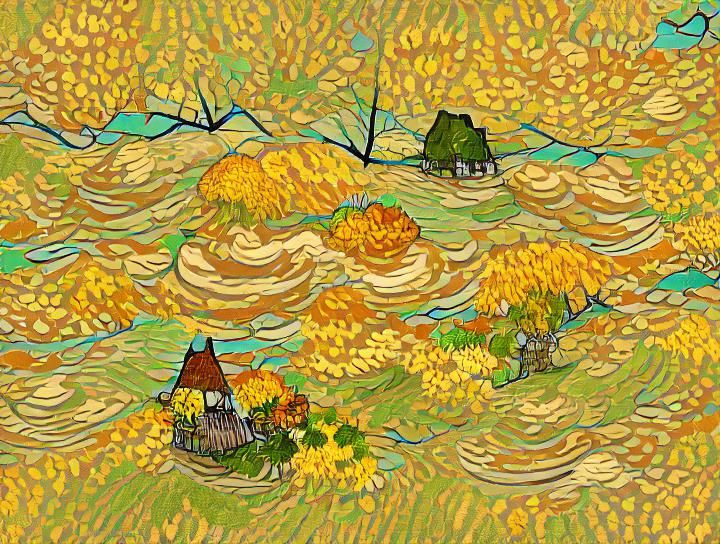 A beautiful autumn landscape in the style of van gogh