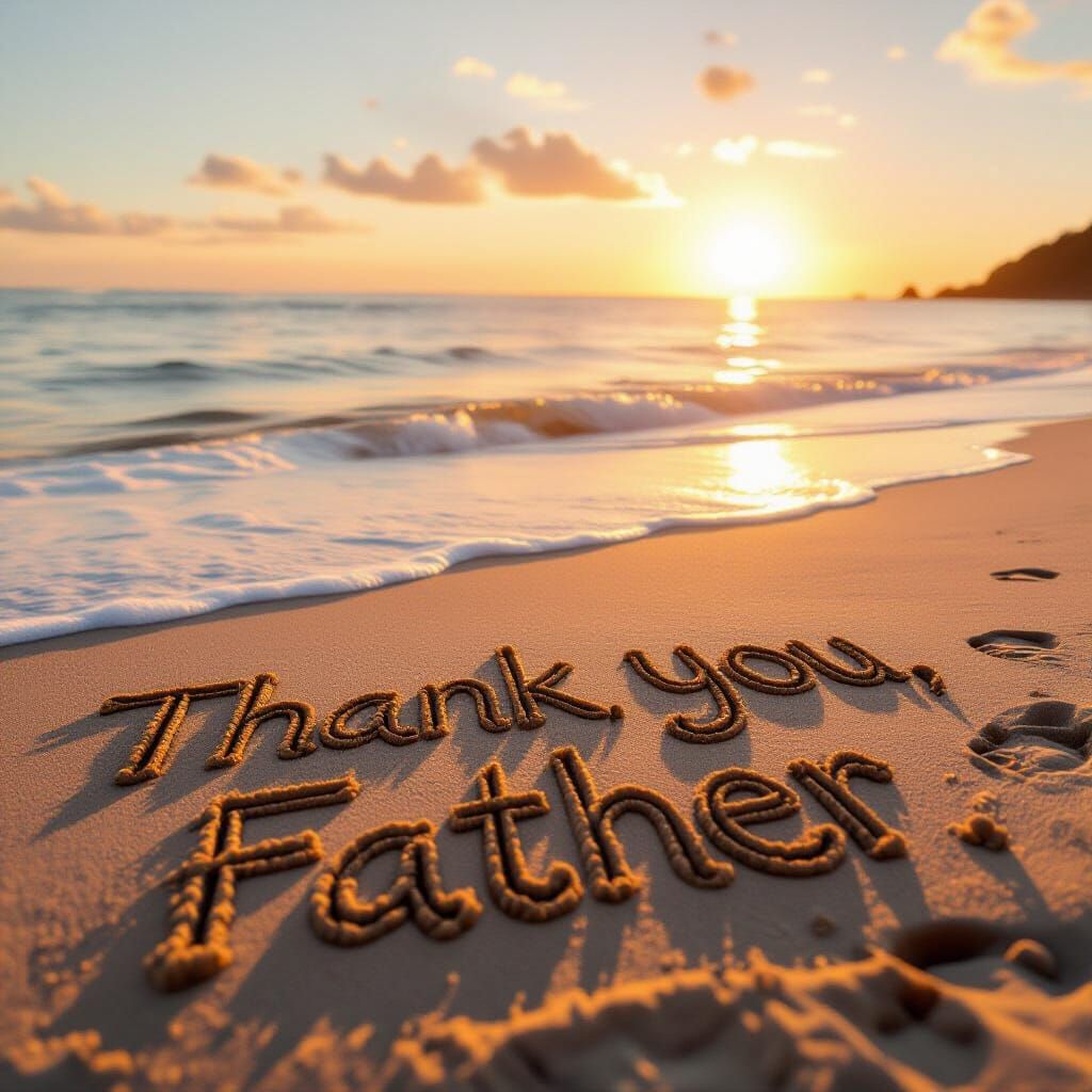 Peaceful Beach at Golden Hour with Thank You Message