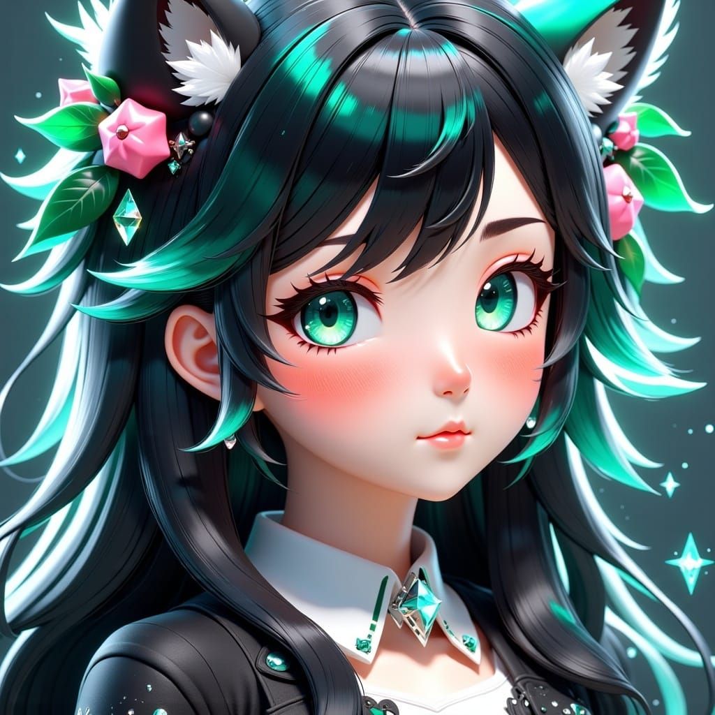 <lora:Anifutronica Fx:1.0>, cute anime girl with freckles, detailed head and shoulders portrait, featured on pixiv, kawaii, lofi, anime art,...