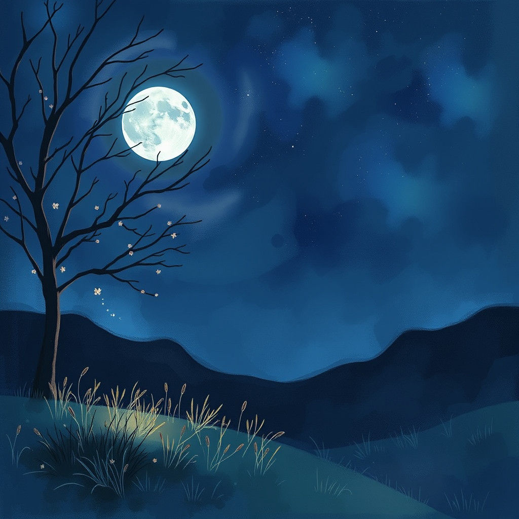 Dreamy Nighttime Melody in Digital Watercolor Style