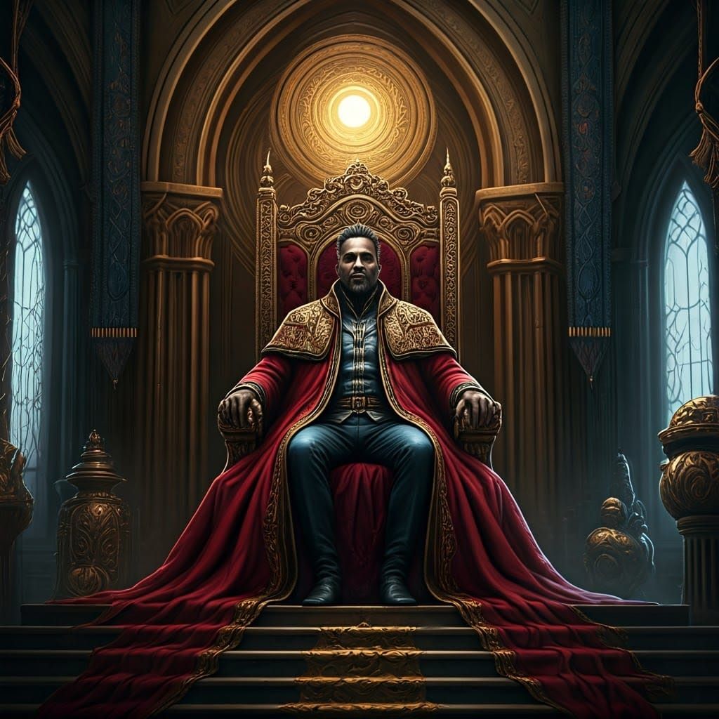Ornate Throne Room with Reigning Monarch