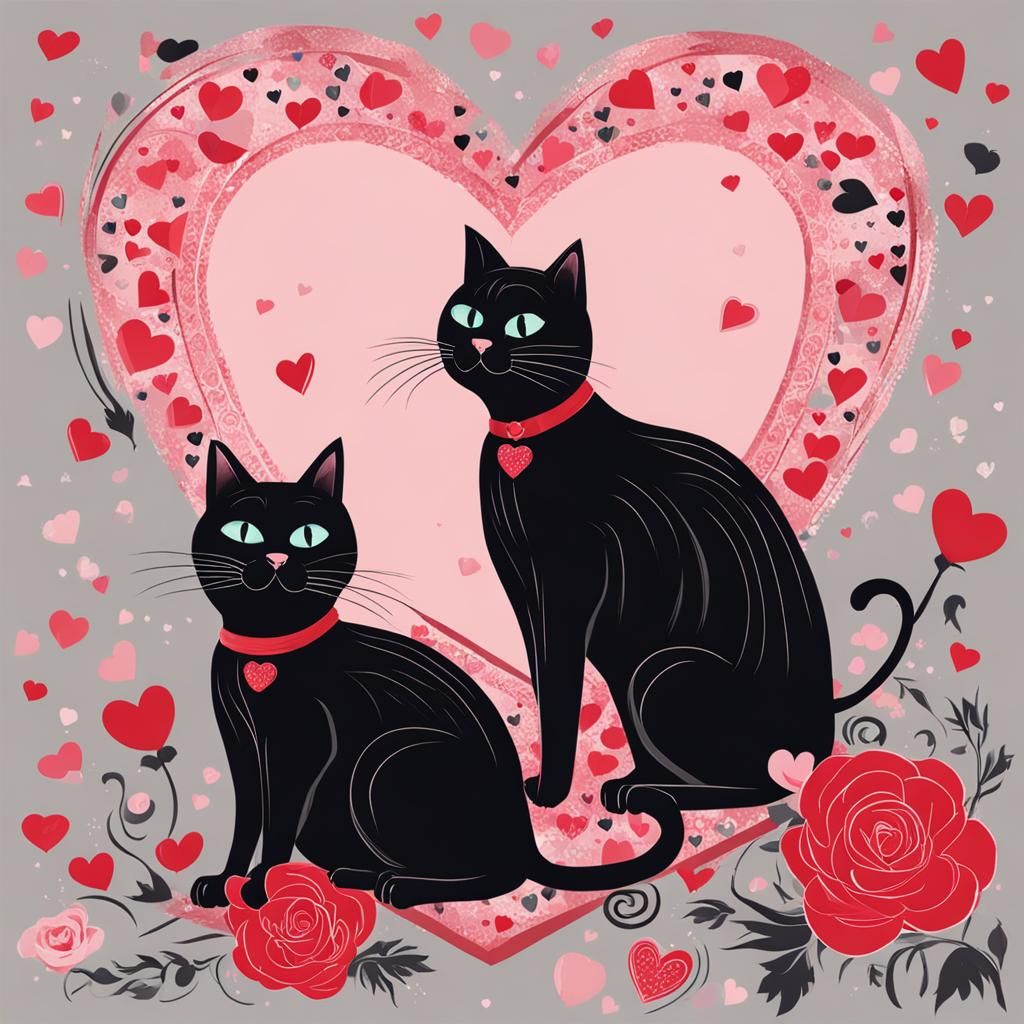 Black cats have like fun on valentine's day