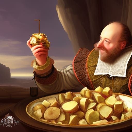 William Shakespeare, eating potato salad