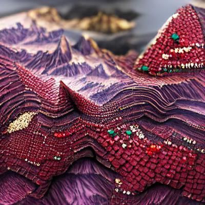 mountains made of red and purple gemstones