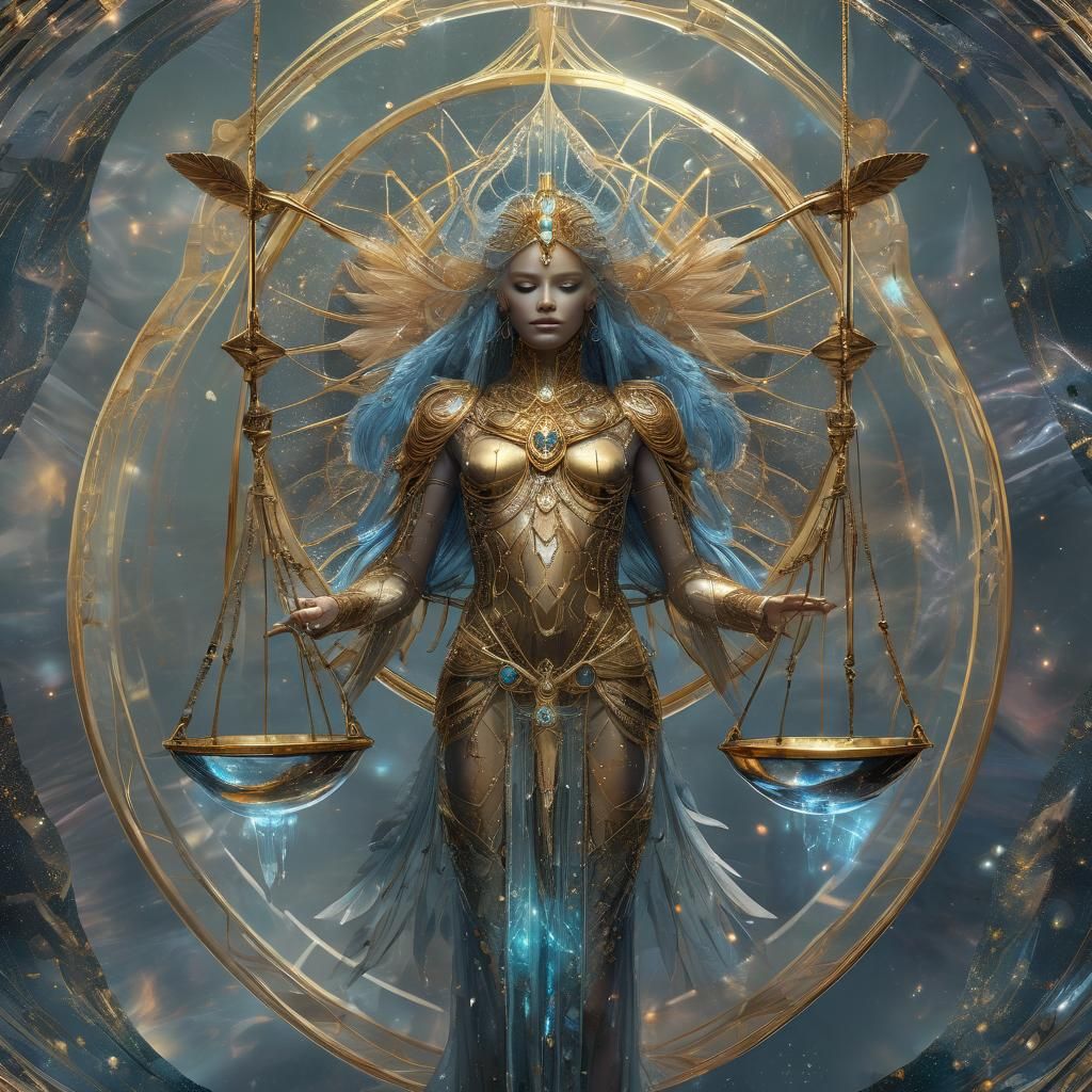 Golden Libra Symbol in Cosmic Astral Style