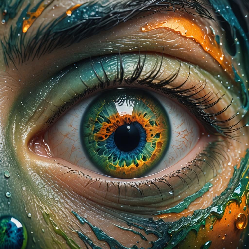Planet Reflection in Human Eye: Hyper-Realistic Digital Art