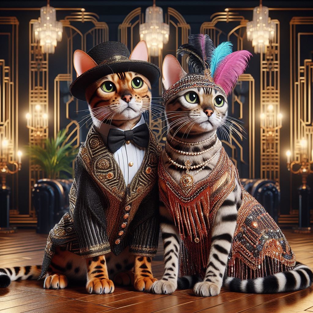 Bengal cats in the mood of the 1920's  by @Jade