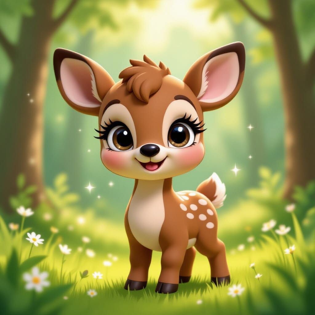 Adorable Fawn as 3D Comic Character