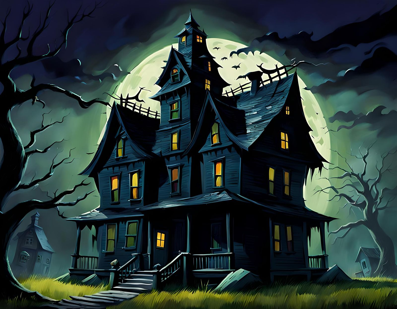 the dark house from the monster house movie AI Generated Artwork