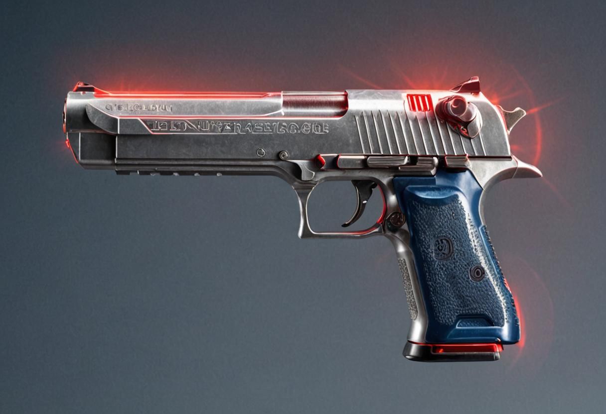 Desert Eagle, premium handgun, bluish-silver background, 
re...
