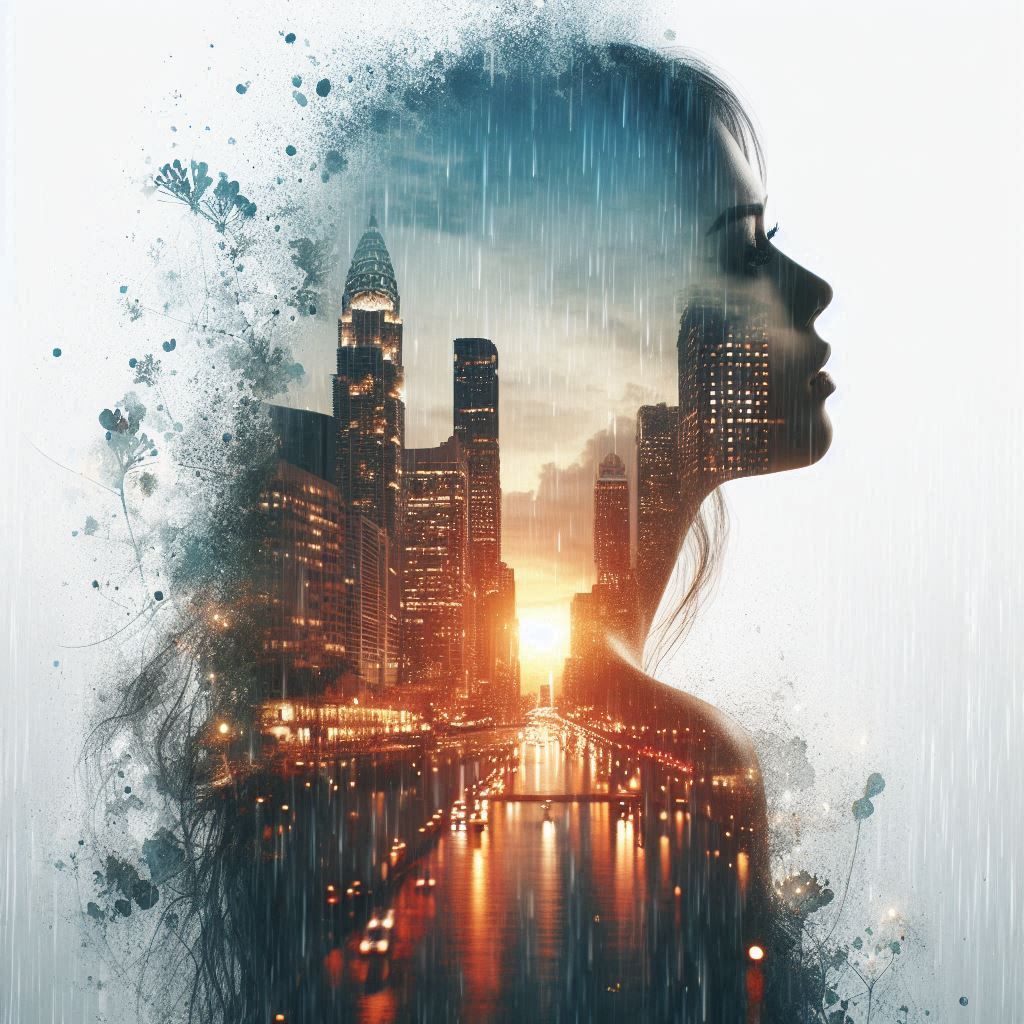 double exposure beautiful fantasy portrait landscape..