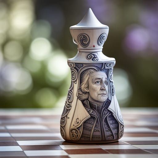 hyperdetailed Alice in Wonderland card chess piece